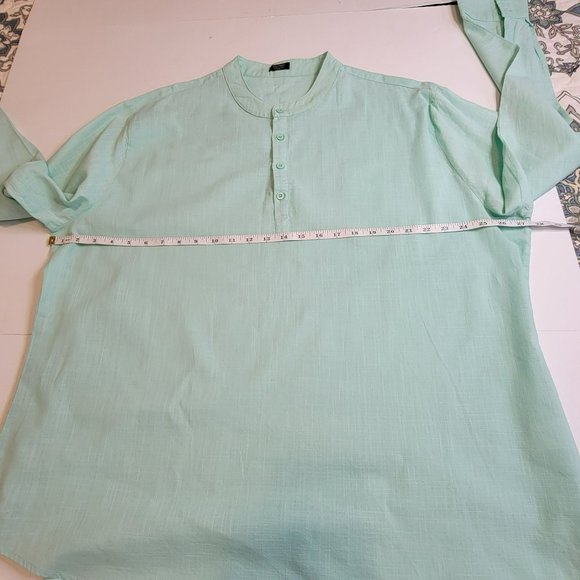 Coof Andy Tunic Shirt, Men 3XL, Mint Green,Cotton, Long Sleeve, Lightweight, EUC - Picture 10 of 13
